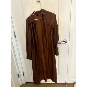 Pinko Long Brown Faux Leather Trench Coat